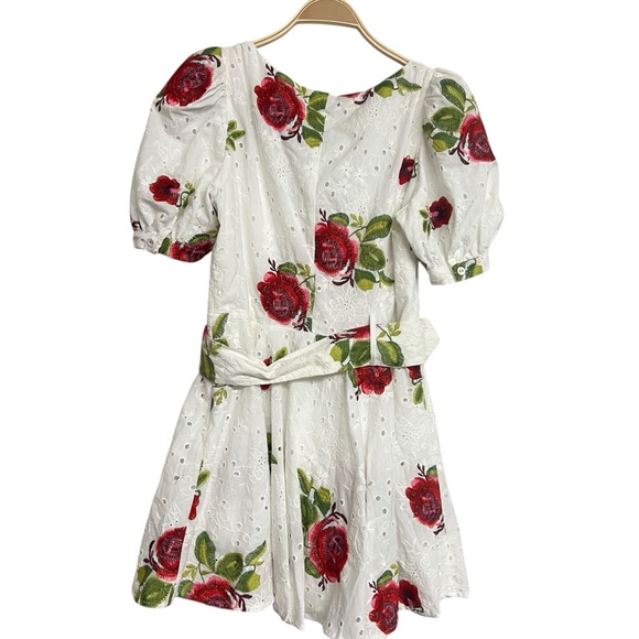 Majorelle Mackenzie Floral Rose Puff Sleeve Belted Mini Dress Bloggers Fave - Picture 6 of 8